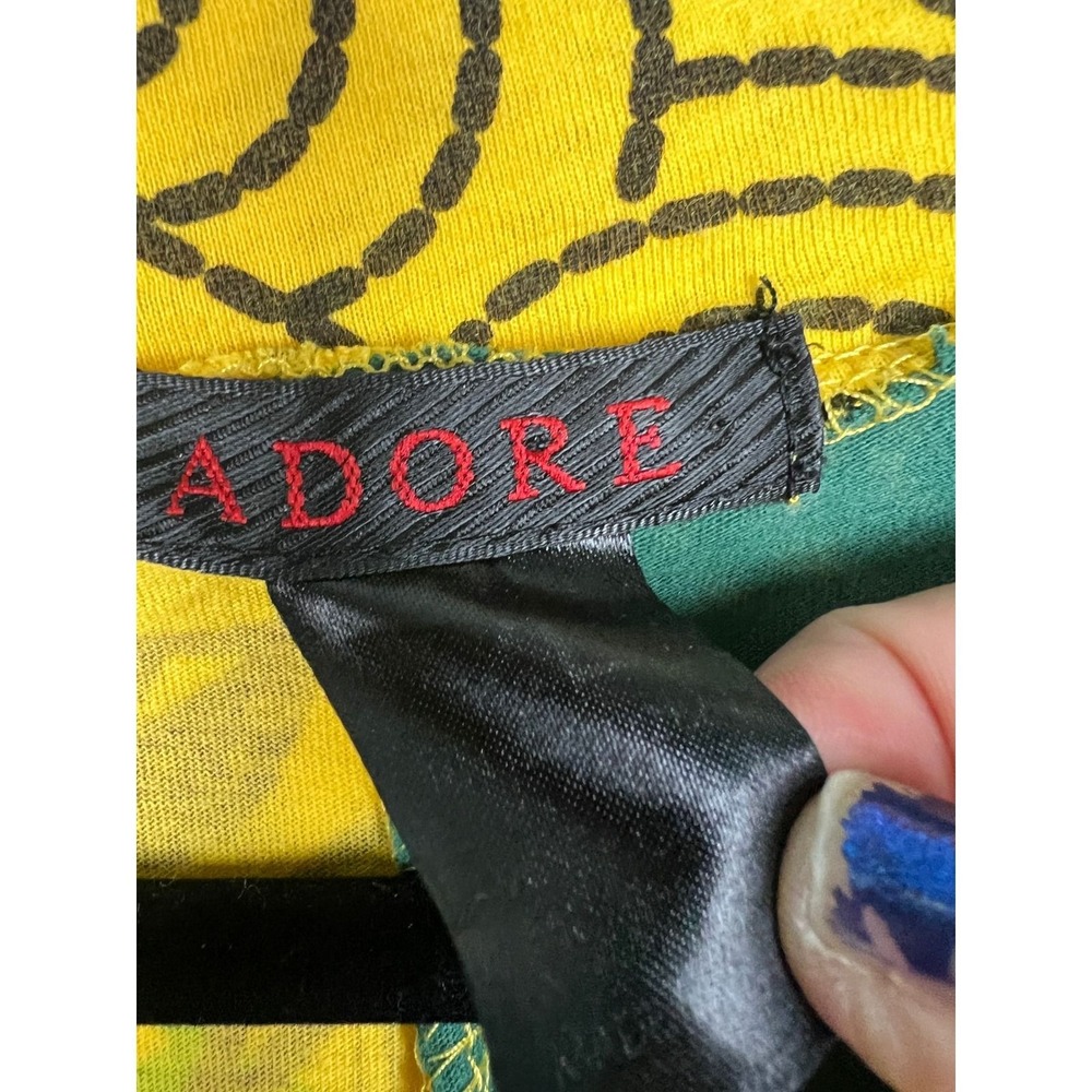 Adore Artsy Embellished Tunic Top Boho Y2K‎ Whimsigoth Yellow Green Cotton Small - Picture 6 of 8